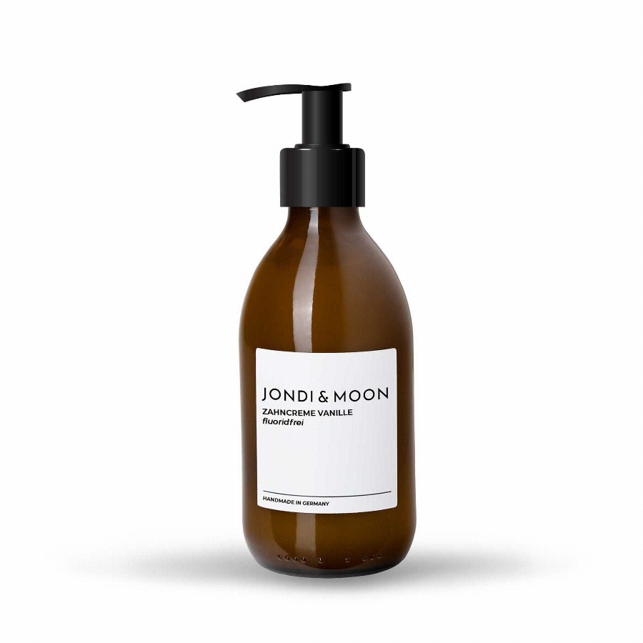 JONDI&MOON Tandcreme Vanille zonder fluoride | Standaard glazen dispenser 250 Tandcrème