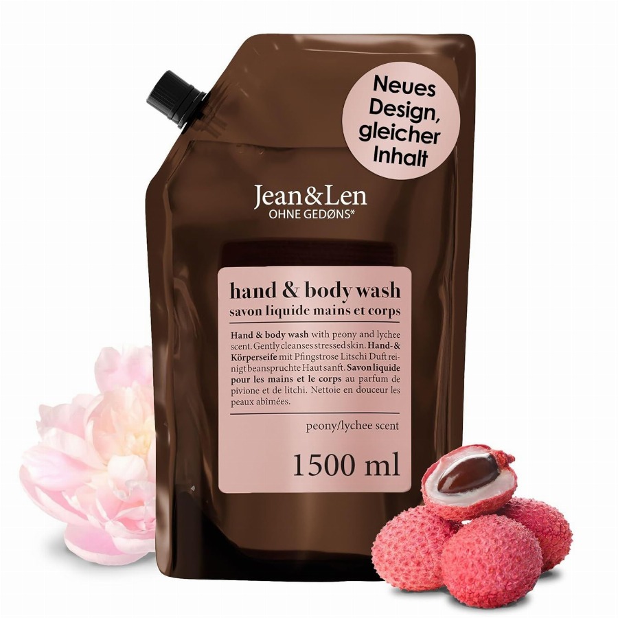 Jean & Len Hand- en Lichaamszeep Pioenroos Lychee 1500