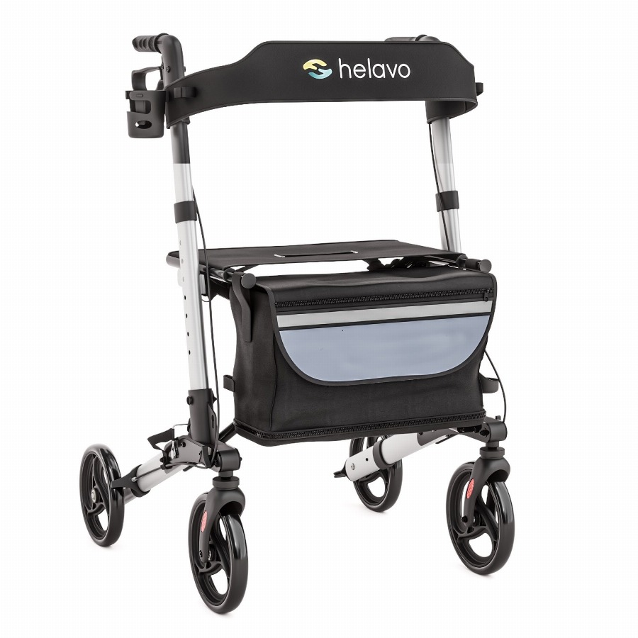 Helavo Aluminium rollator opvouwbaar met zitting en reistas lichtgewicht 8,3kg 1