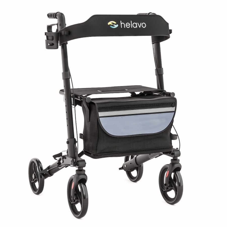 Helavo Aluminium rollator opvouwbaar met zitting en reistas lichtgewicht 8,3kg 1