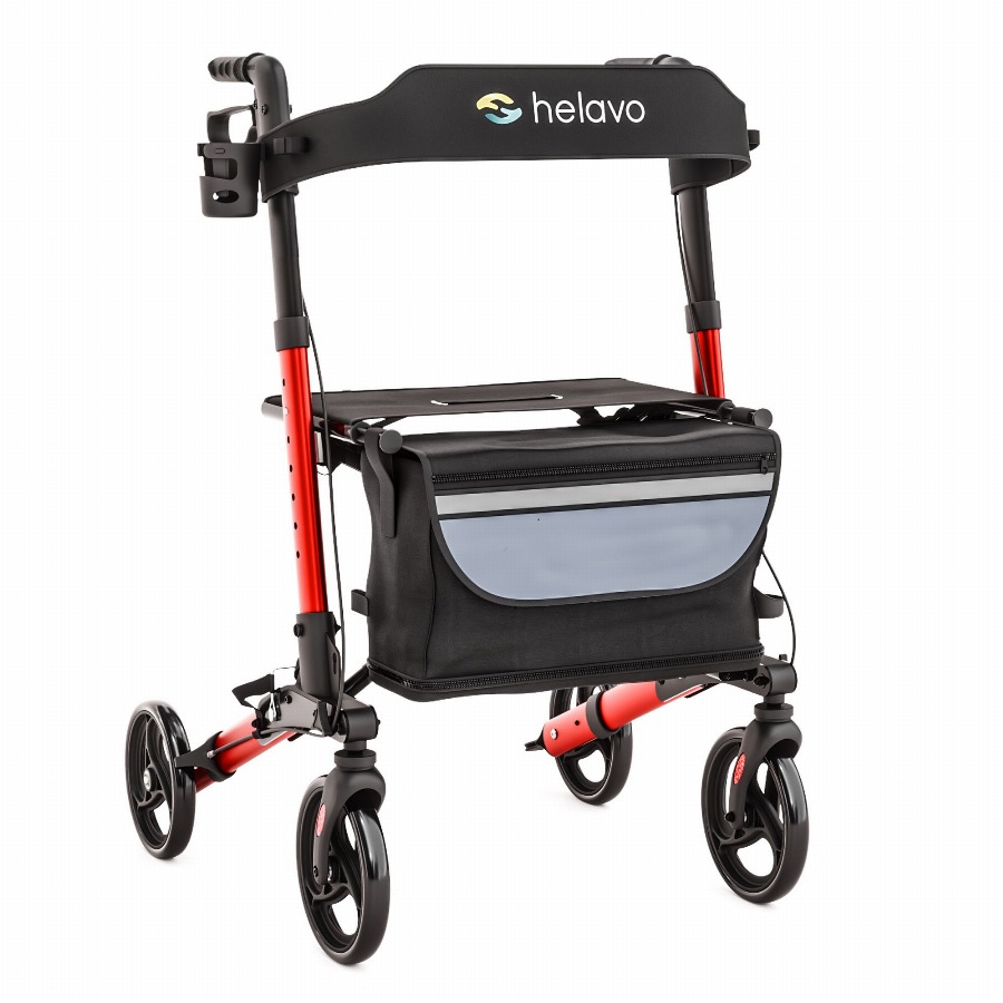 Helavo Aluminium rollator opvouwbaar met zitting en reistas lichtgewicht 8,3kg 1