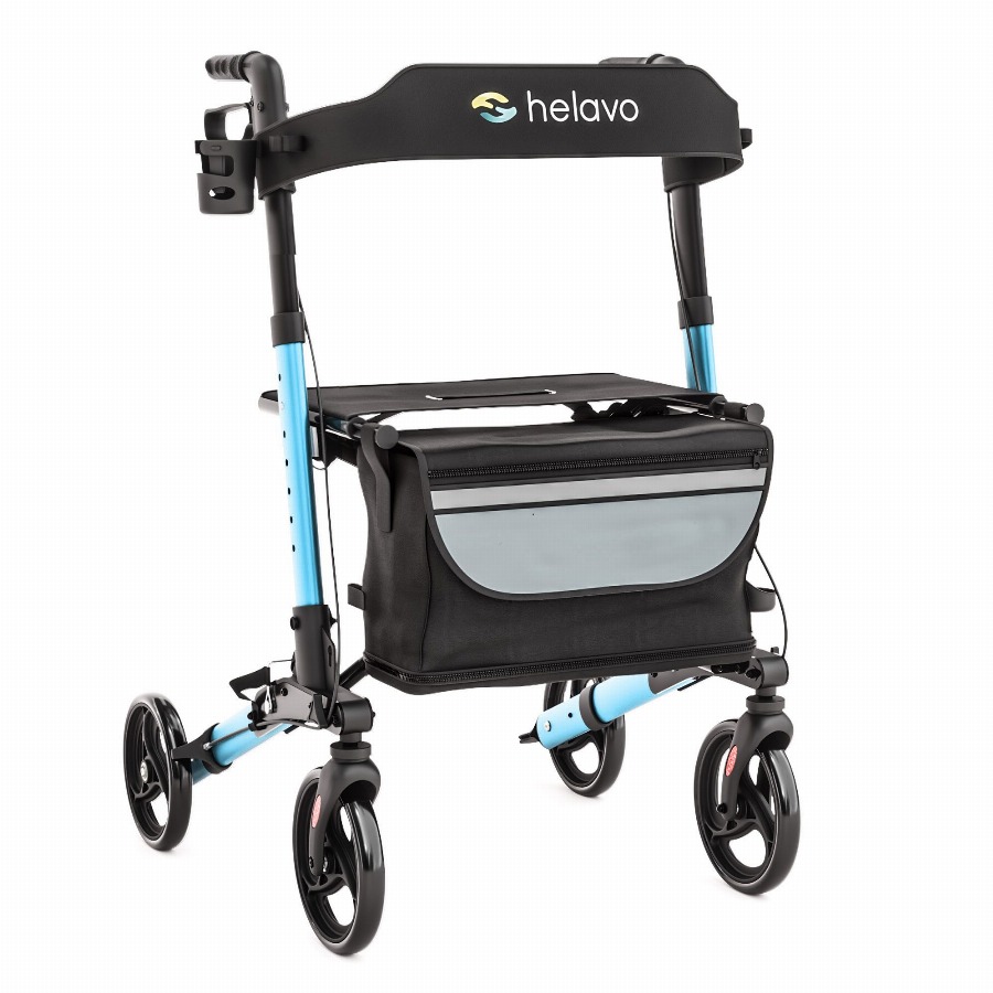 Helavo Aluminium rollator opvouwbaar met zitting en reistas lichtgewicht 8,3kg 1