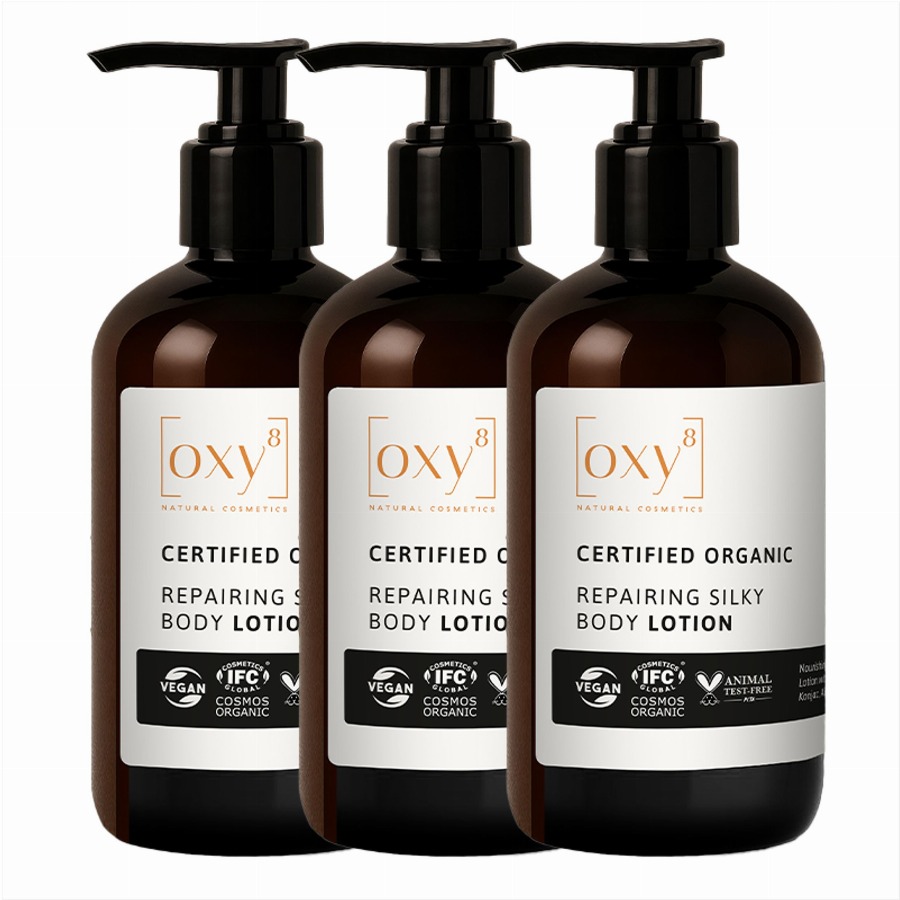 OXY8 Natural Cosmetics REPAIRING SILKY BODY LOTION – 3 stuks voor gladde & stevigere huid 750 Lotion