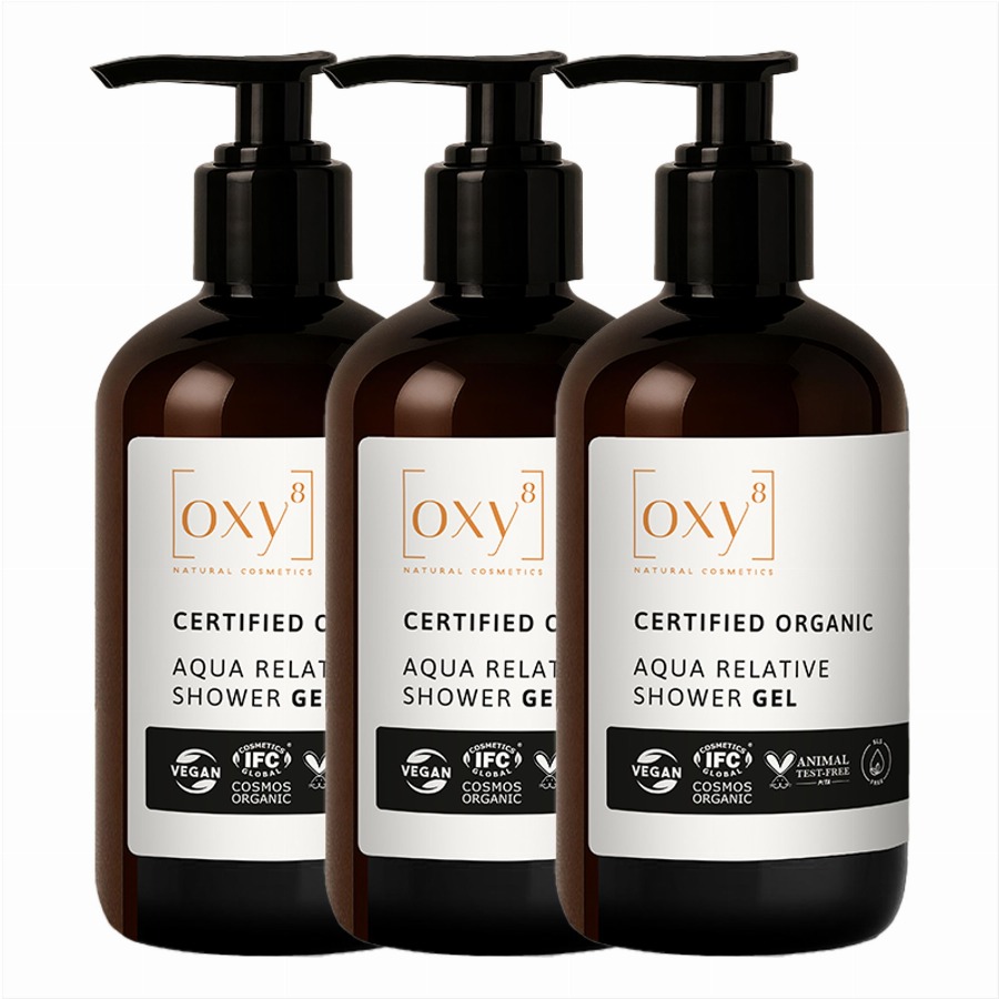 OXY8 Natural Cosmetics AQUA RELATIVE SHOWER GEL – 3 stuks douchegel droge & gevoelige huid 750 Douchegel