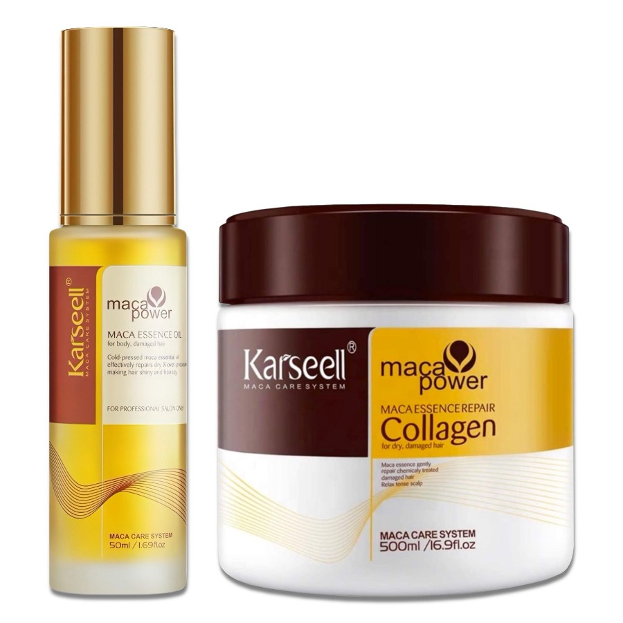Karseell Haarverzorgingsset Maca Essence-olie en haarmasker collageen arganolie 2x1 Conditioner