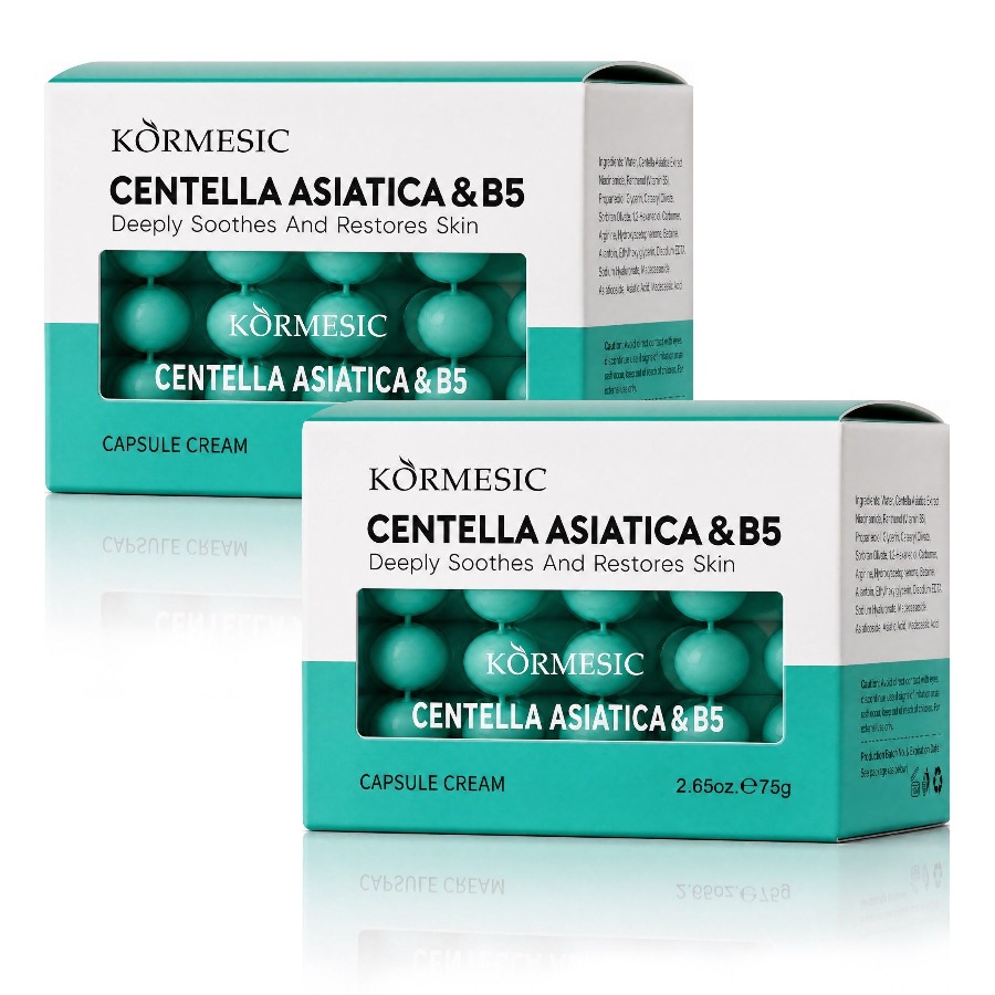KORMESIC Verzachtende Gezichtscrème met Centella Asiatica en Vitamine B5 Capsulecrème 2x75 Dagcrème