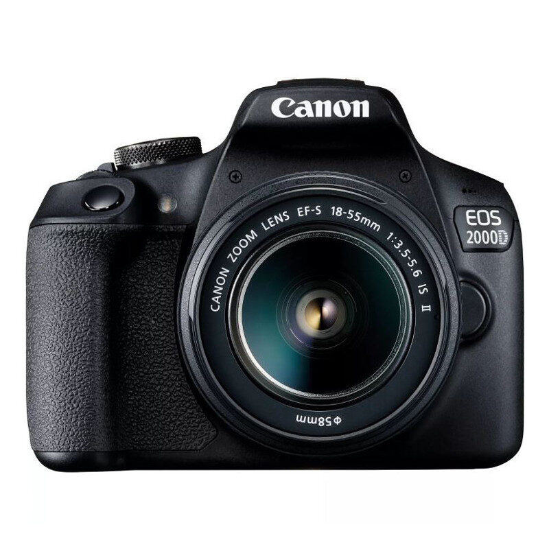 Canon EOS-2000D Digitale spiegelreflexcamera Incl. EF-S 18-55 mm IS II lens 24.1 Mpix Zwart Optische zoeker, Met ingebouwde flitser, WiFi, Full-HD