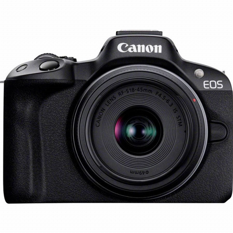 Canon EOS R50 Kit + RF-S 18-45 I Digitale spiegelreflexcamera Incl. RF-S 18-45 mm lens Zwart 4K video, Flitsschoen, Draai- en zwenkbare display, Touch-screen