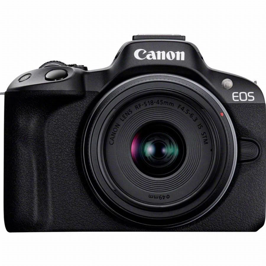 Canon EOS R50 Kit + RF-S 18-45 I Digitale spiegelreflexcamera Incl. RF-S 18-45 mm lens Zwart 4K video, Flitsschoen, Draai- en zwenkbare display, Touch-screen