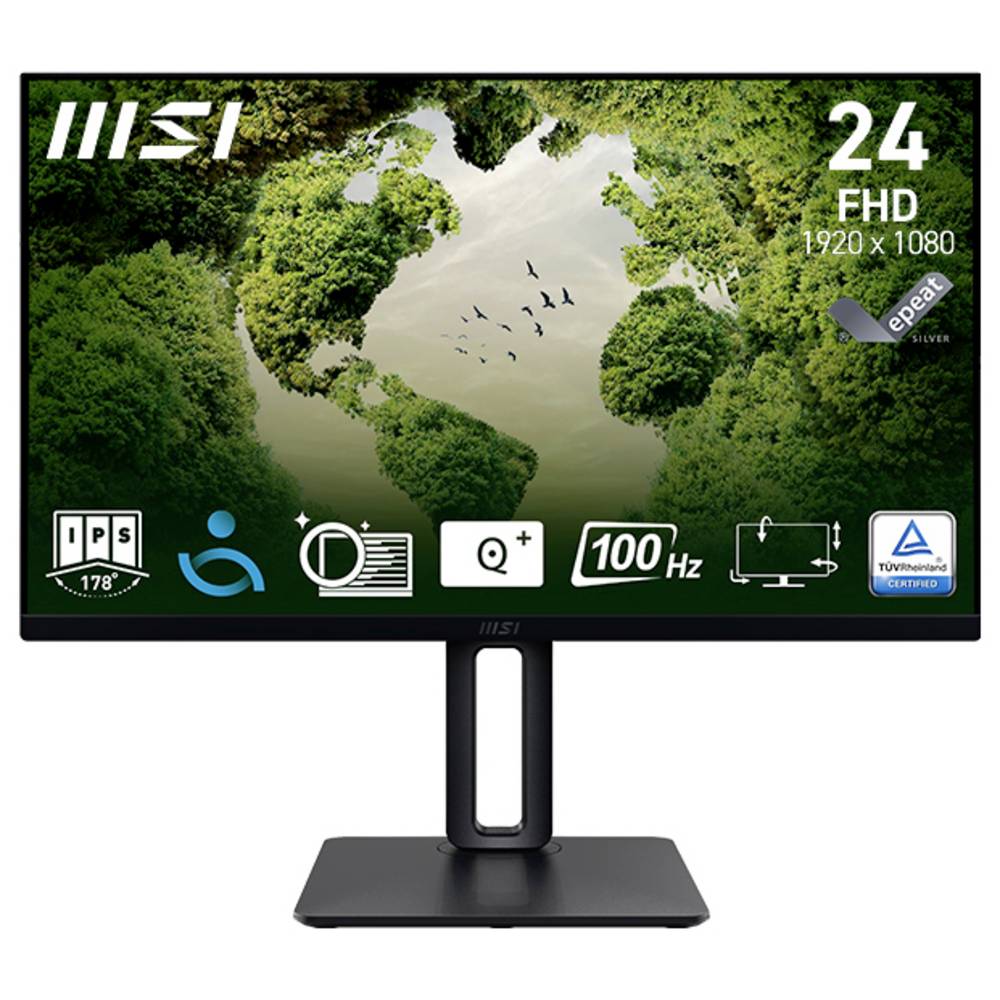 MSI PRO MP245PG LCD-monitor Energielabel E (A – G) 60.5 cm (23.8 inch) 1920 x 1080 Pixel 16:9 4 ms DisplayPort, HDMI, VGA IPS LCD