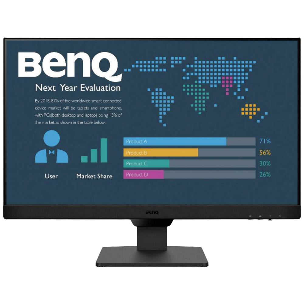 BenQ BL2490 LCD-monitor Energielabel E (A – G) 60.5 cm (23.8 inch) 1920 x 1080 Pixel 16:9 5 ms DisplayPort, HDMI, Hoofdtelefoon (3.5 mm jackplug) IPS LCD