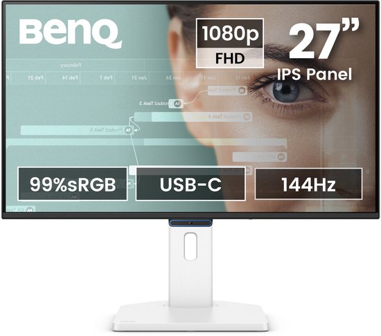BenQ GW2790TC EyeCare monitor 27 inch - IPS 1080p beeldscherm - FHD - Eye-Care - 144Hz verversingssnelheid - 1 x USB-C - 1 x HDMI - 1 x Display Port - 5 ms - Ergo Design - In hoogt…