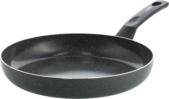 Kochstar Stein Koekenpan 28cm - PFAS-vrije antikleeflaag - Koekenpan inductie - Keramische koekenpan - Ovenbestendig tot 130°C - Koudgrepen - Graniet/Zwart