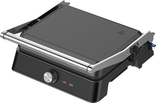 Westinghouse Retro Contactgrill – Panini Grill & Tosti Apparaat – 180° Openklapbaar – 29x24 cm – Instelbare Temperatuur – 2200W – Zwart