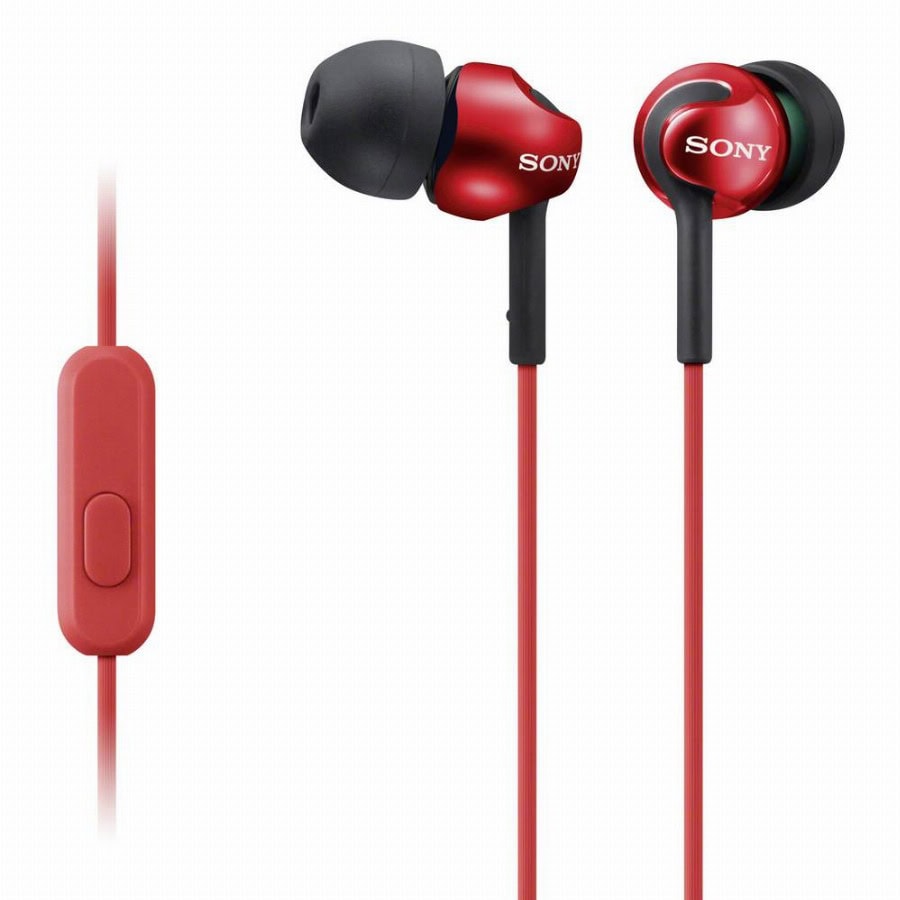 Sony MDR-EX110AP In Ear oordopjes Kabel Stereo Rood Headset Mobiele telefoon