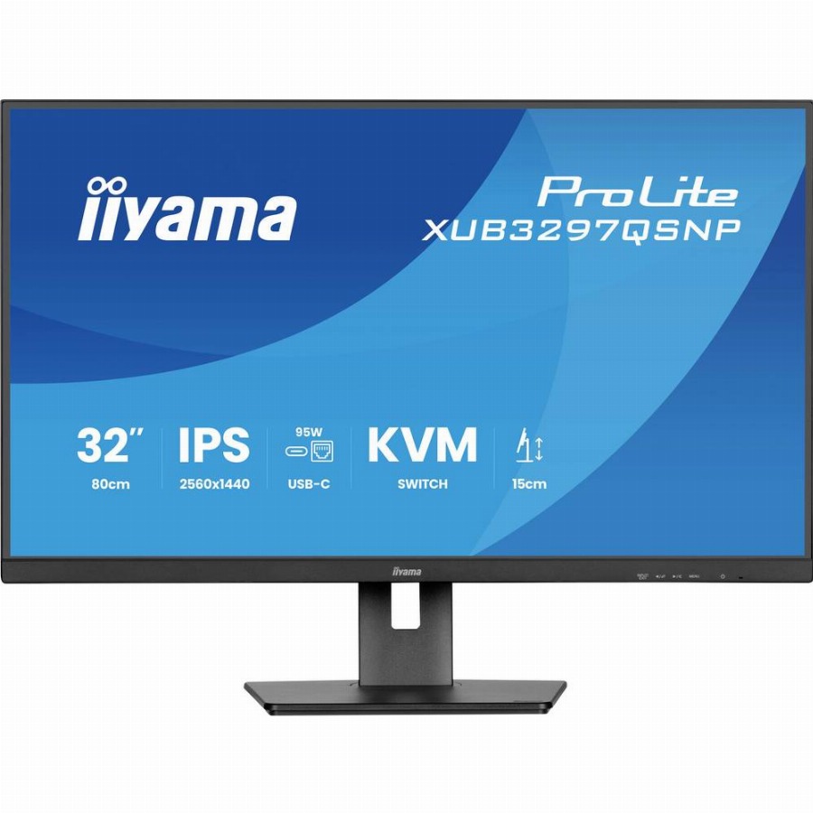 Iiyama XUB3297QSNP-B1 LCD-monitor Energielabel F (A - G) 81.3 cm (32 inch) 2560 x 1440 Pixel 16:9 1 ms HDMI, DisplayPort, USB-C, USB-A 3.2 Gen 1, RJ45 IPS LED