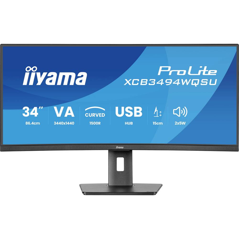 Iiyama ProLite XCB3494WQSU-B1 LED-monitor Energielabel F (A – G) 86.4 cm (34 inch) 3440 x 1440 Pixel 21:9 0.4 ms DisplayPort VA LED