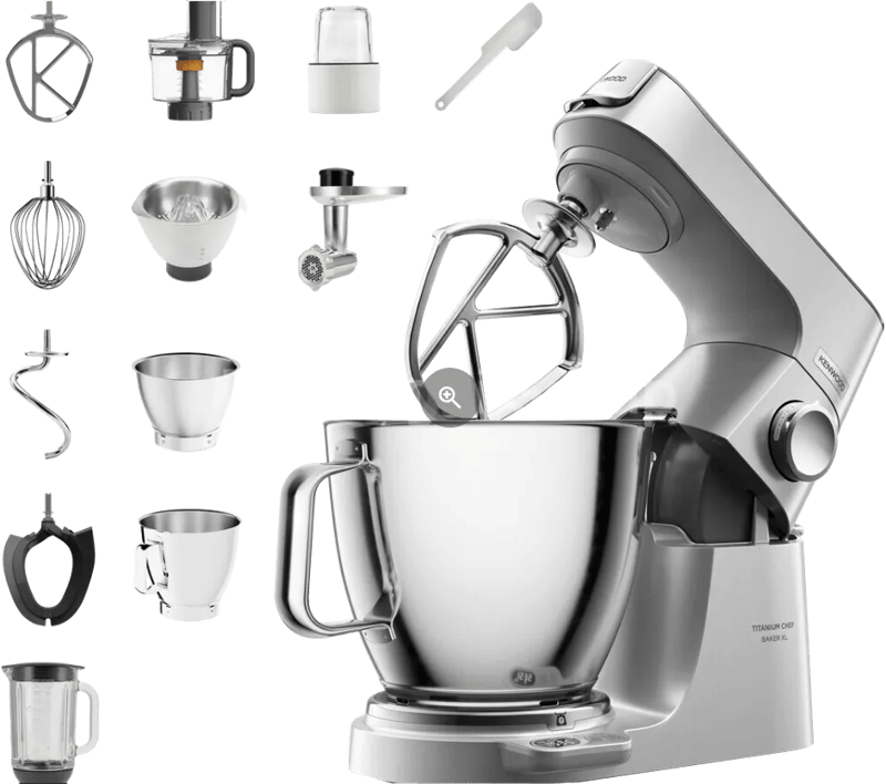 Kenwood KVL85.704SI keukenmachine – 1200W – met Ingebouwde weegschaal – 5+7L kom – Veel meegeleverde accessoires: blender, foodprocessor, citruspers, hakmolen, vleesmolen, spatel -…