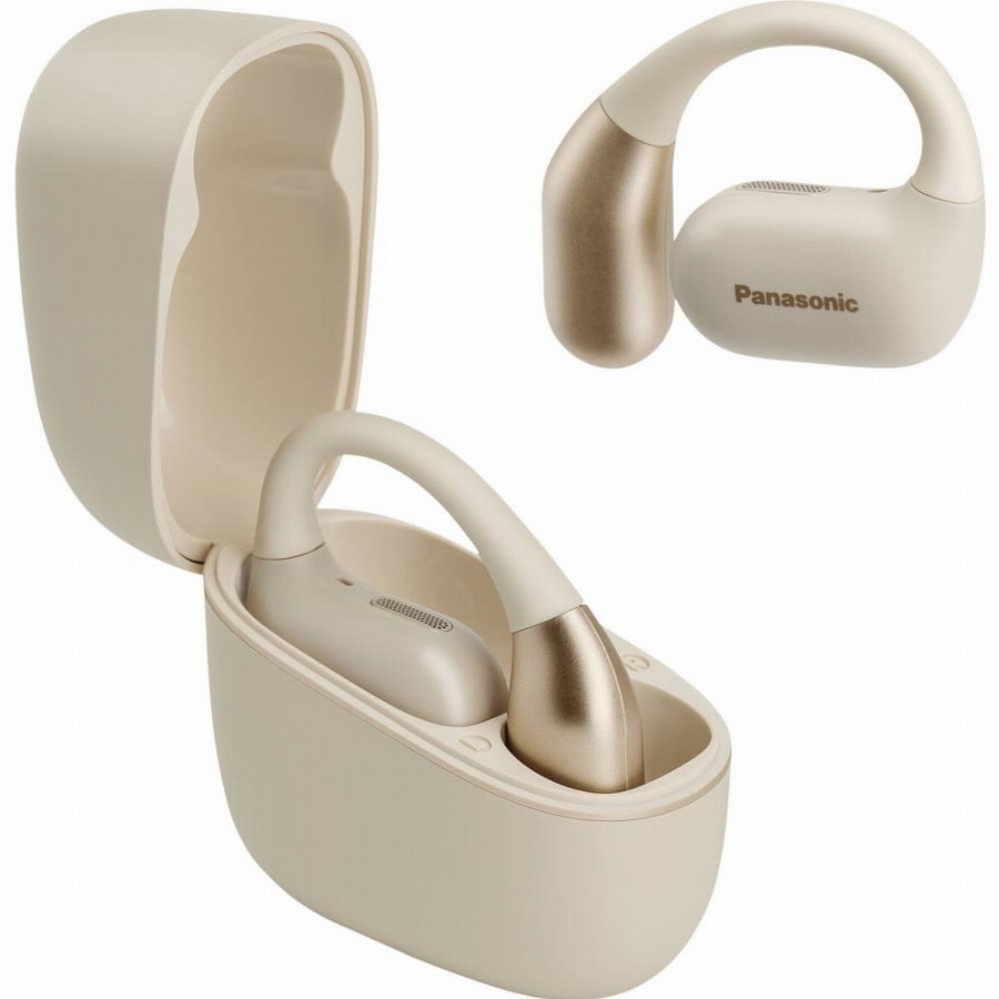 Panasonic RB-F10DE-C In Ear oordopjes Bluetooth Beige Ruisonderdrukking (microfoon) Oplaadbox, Botgeleiding, Volumeregeling, Touchbesturing, Waterbestendig