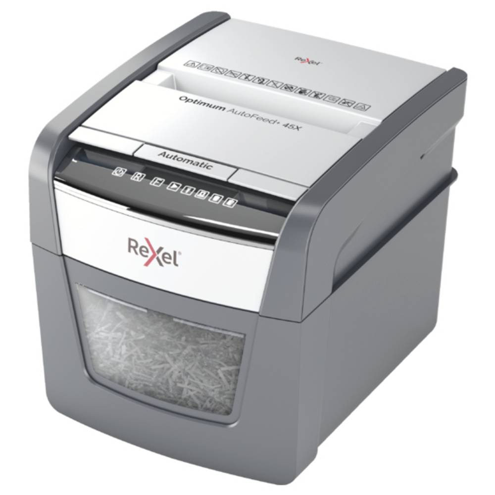 Rexel Optimum AutoFeed 45X Papierversnipperaar 45 vellen Micro cut 4 x 28 mm P-4 20 l Ook geschikt voor Paperclips, Nietjes, Creditcards
