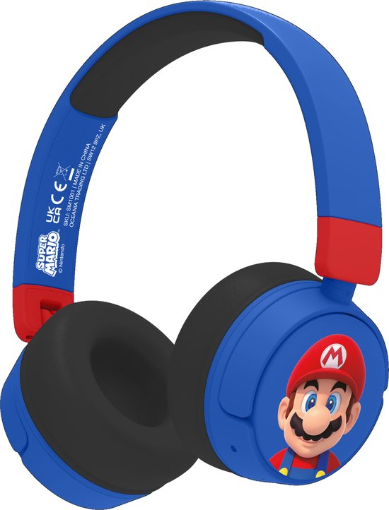 Super Mario – draadloze kinderkoptelefoon – volumebegrenzing – lange batterijduur – microfoon – opvouwbaar – bluetooth