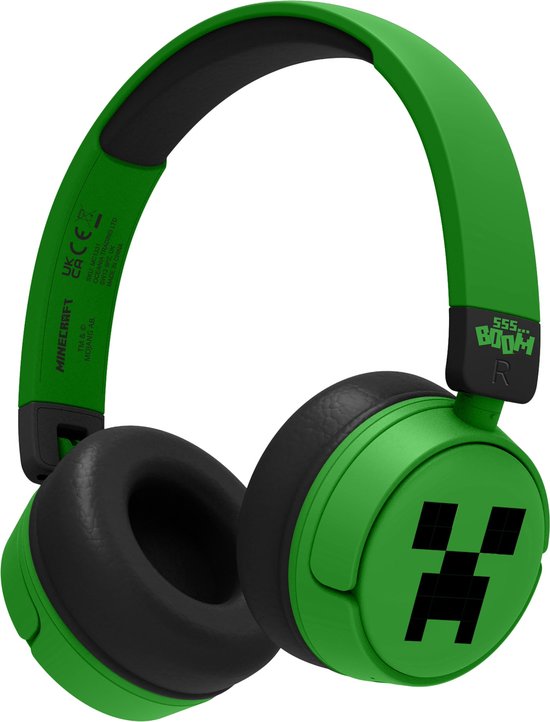 Minecraft – draadloze kinderkoptelefoon – volumebegrenzing – lange batterijduur – microfoon – opvouwbaar – bluetooth
