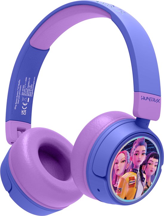 KPop Demon Hunters – Huntr/x – draadloze kinderkoptelefoon – volumebegrenzing – lange batterijduur – microfoon – opvouwbaar – bluetooth