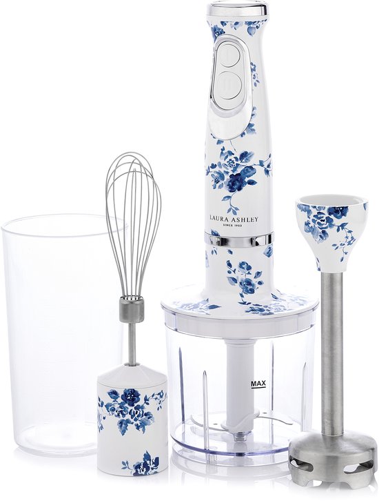 Laura Ashley Handblender 4-in-1 600W - Hakmolen - Garde - Variabele Snelheid - China Rose