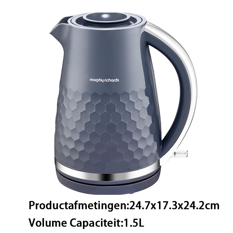 Morphy Richards Britse slimme elektrische waterkoker voor thuis, snel verwarmend, grote capaciteit van 1,5 l, automatische uitschakeling, 360 graden draaivoet, grijs, model MUC-KH2…