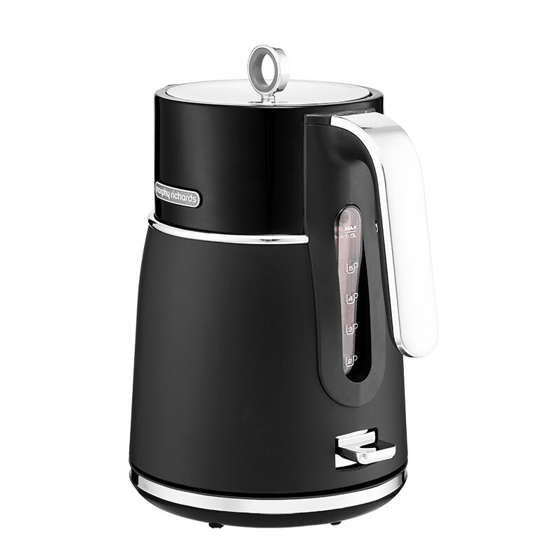 Morphy Richards Signature Opulent elektrische waterkoker, 1,5 liter, 3 kW snelkookfunctie, uitneembare filter, draadloze 360°-voet, stalen behuizing, transparant zwart