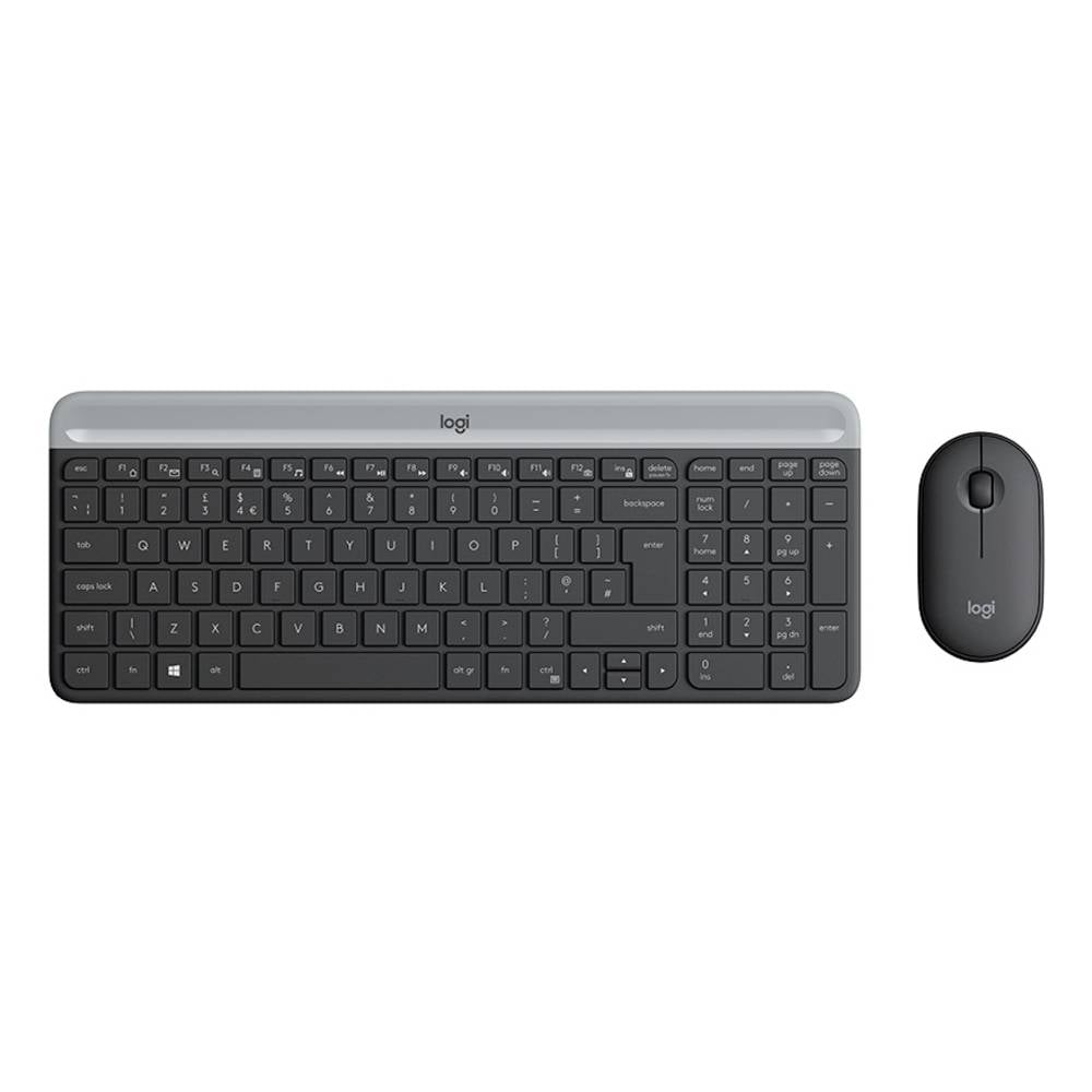 Logitech Slim Combo M Set met toetsenbord en muis Draadloos Numeriek toetsenbord AZERTY, Belgisch Grafiet