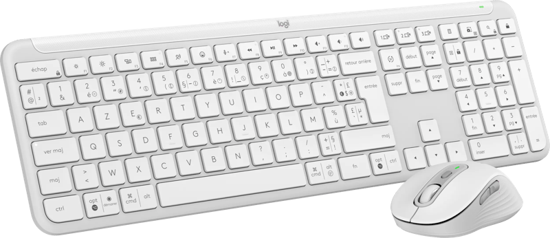 Logitech MK950 Signature Slim Draadloze Toetsenbord en Muis Combo Azerty Wit