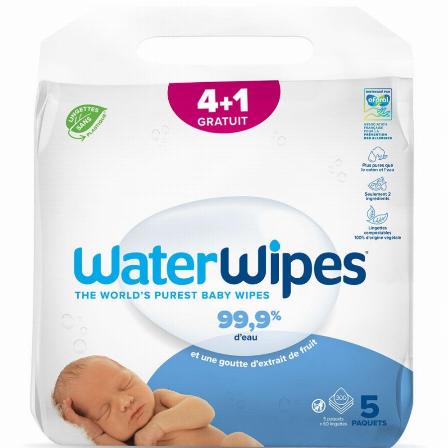 WaterWipes® Vochtige doekjes 5×60 Doekjes