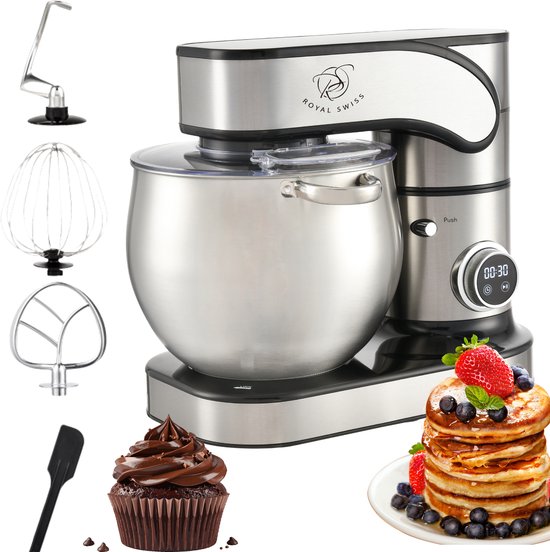 Keukenmachine 12L – Mixer met Mengkom RVS – Planetaire Mixer 2000W – Deegkneder – Keukenmixer met Garde & Klopper – Royal Swiss®