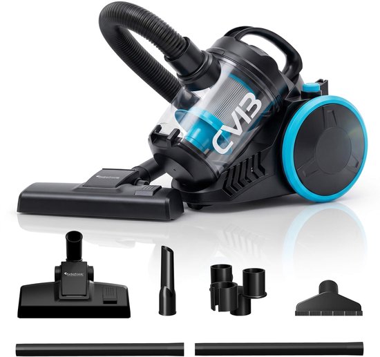 Turbotronic CV13 Stofzuiger zonder zak – Hoge Zuigkracht – Zakloze Stofzuiger – Zwart/Blauw – Geschikt voor alle vloertypes