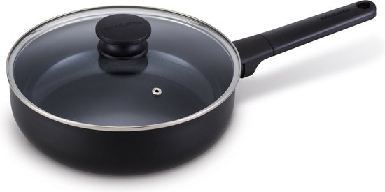 Brabantia VANTA Hapjespan - Ø 24 cm - met deksel - Keramische antibaklaag - Titanium versterkt - PFAS-vrij - Geschikt voor inductie - Zwart