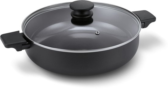 Brabantia VANTA Hapjespan - Ø 28 cm - met Deksel - Sauteerpan - Keramische Antiaanbaklaag Titanium Versterkt - Geschikt voor Inductie - 100% PFAS Vrij - Zwart