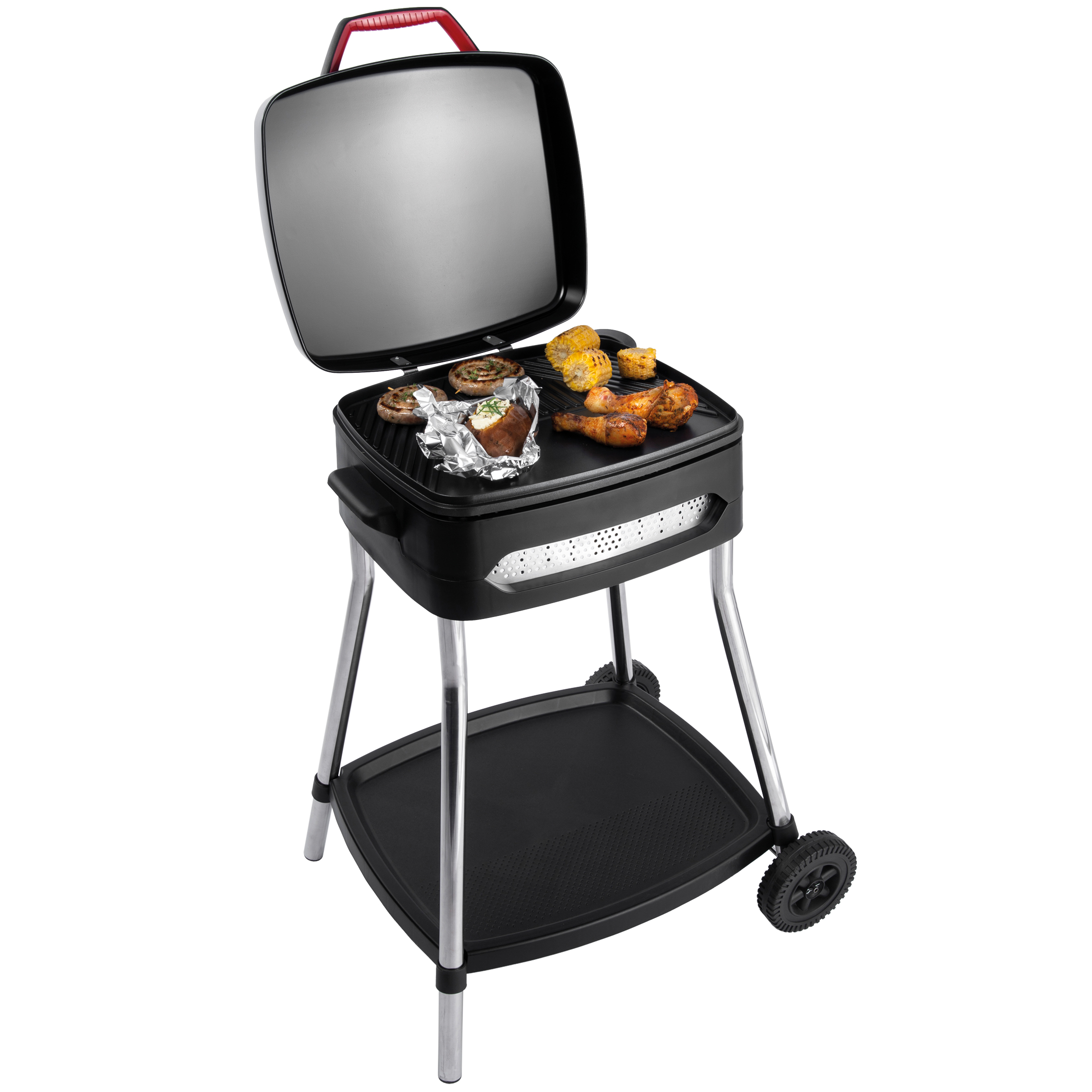 FRITEL barbecue BBQ 3278 - Elektrische bbq / Tafelgrill - Groot Grillopp. 40x36cm - 2000W - Afneembare plaat + Onderstel