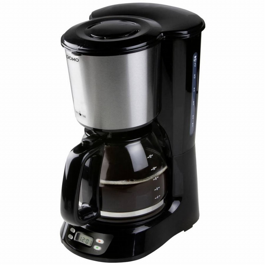 DOMO DO1065K Koffiezetapparaat Zwart, RVS Capaciteit koppen: 12 Display, Timerfunctie, Glazen kan