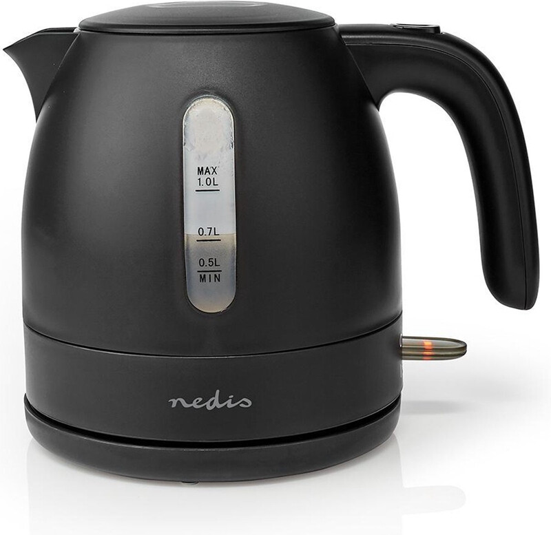 Nedis Waterkoker 1.0 l Kunststof Zwart 360 graden draaibaar