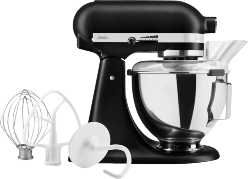 Kitchenaid Artisan 5KSM95PSEBM – Keukenmachine – 4,3L – Mat Zwart – 3 Menghaken