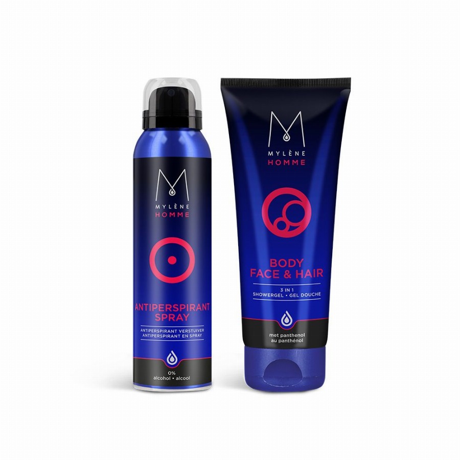 Mylène Homme Verzorgingsset | Antiperspirant spray & 3 in 1 douchegel 350 Combinatieverpakking