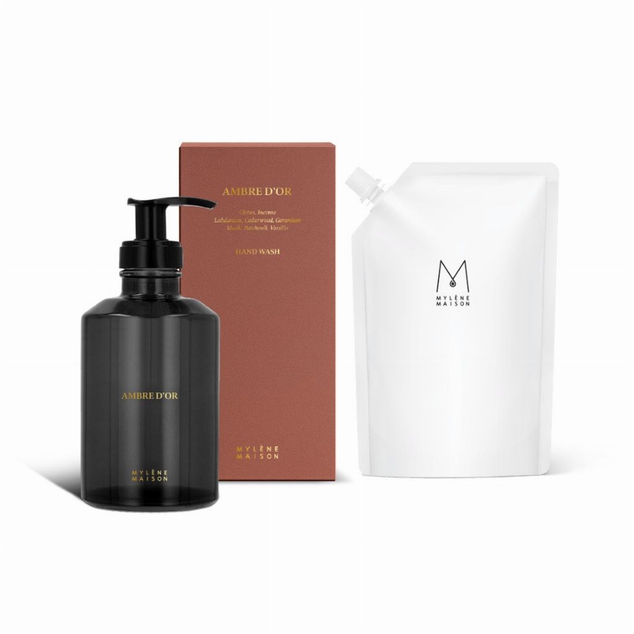 Mylène Ambre d'Or Hand Wash Set | Handzeep met navulling 750 Combinatieverpakking