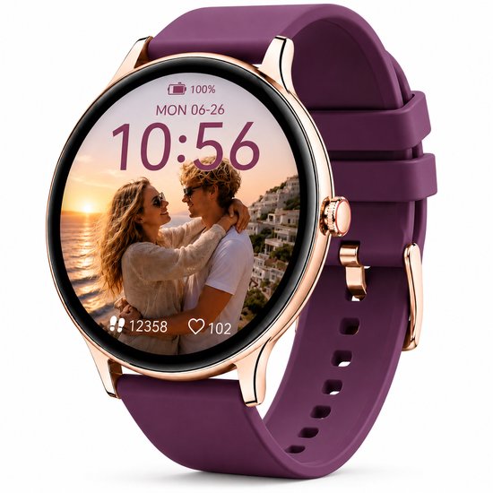Smartwatch Dames – Bluetooth Bellen – 1.43” AMOLED Ultra Clear Display – Ultradun Design – Hartslag, Slaap & SpO2 Monitor – Geschikt voor iPhone, Samsung & Android – 100+ Sportmod…