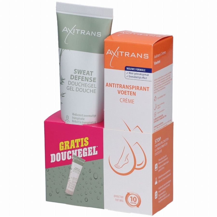 Axitrans Antitranspirant Voeten Crème + Sweat Defense Douchegel GRATIS 75+100 Voetcrème