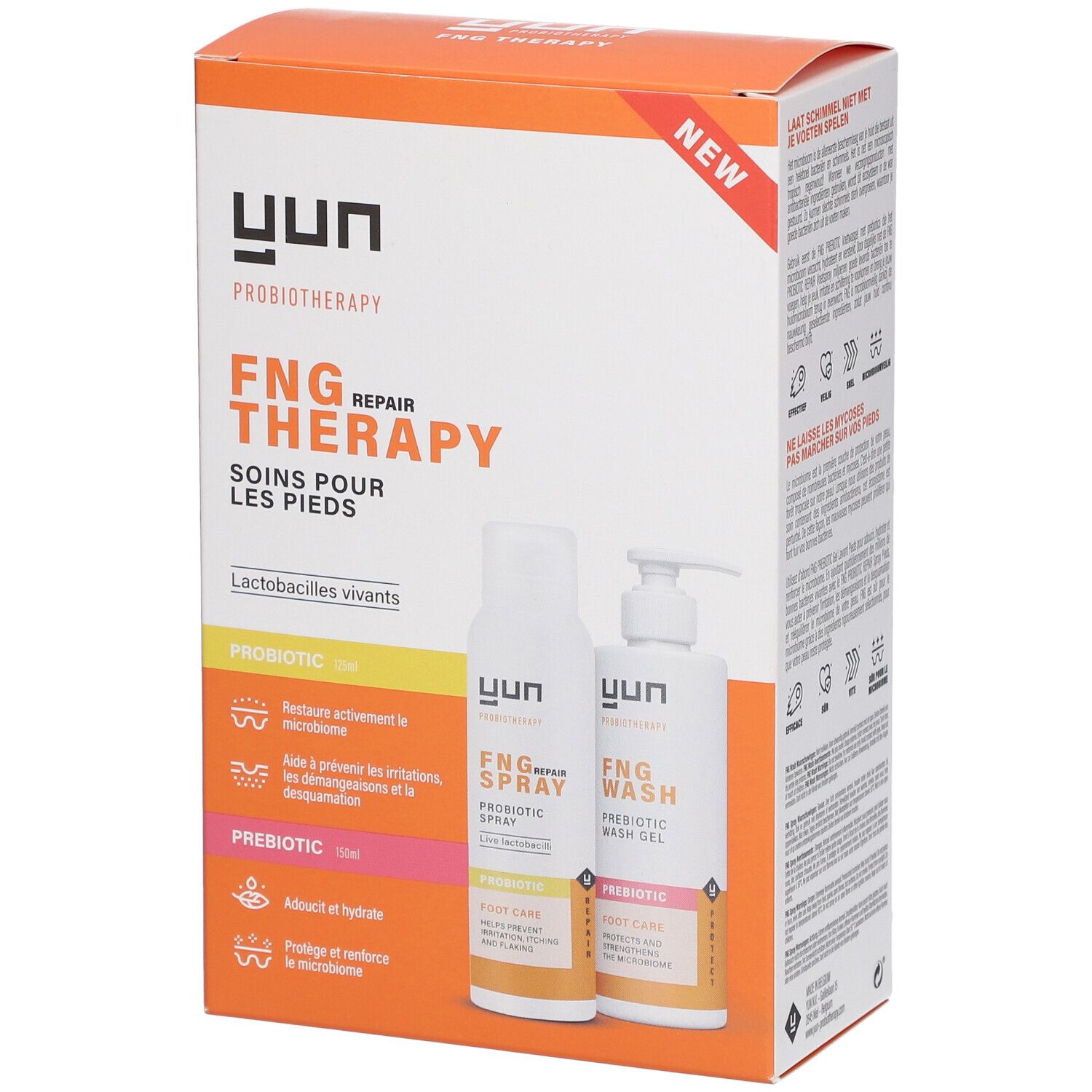 YUN FNG Therapy Set bestaande uit PROBIOTIC Voetspray + PREBIOTIC Voetwasgel 1 Combinatieverpakking