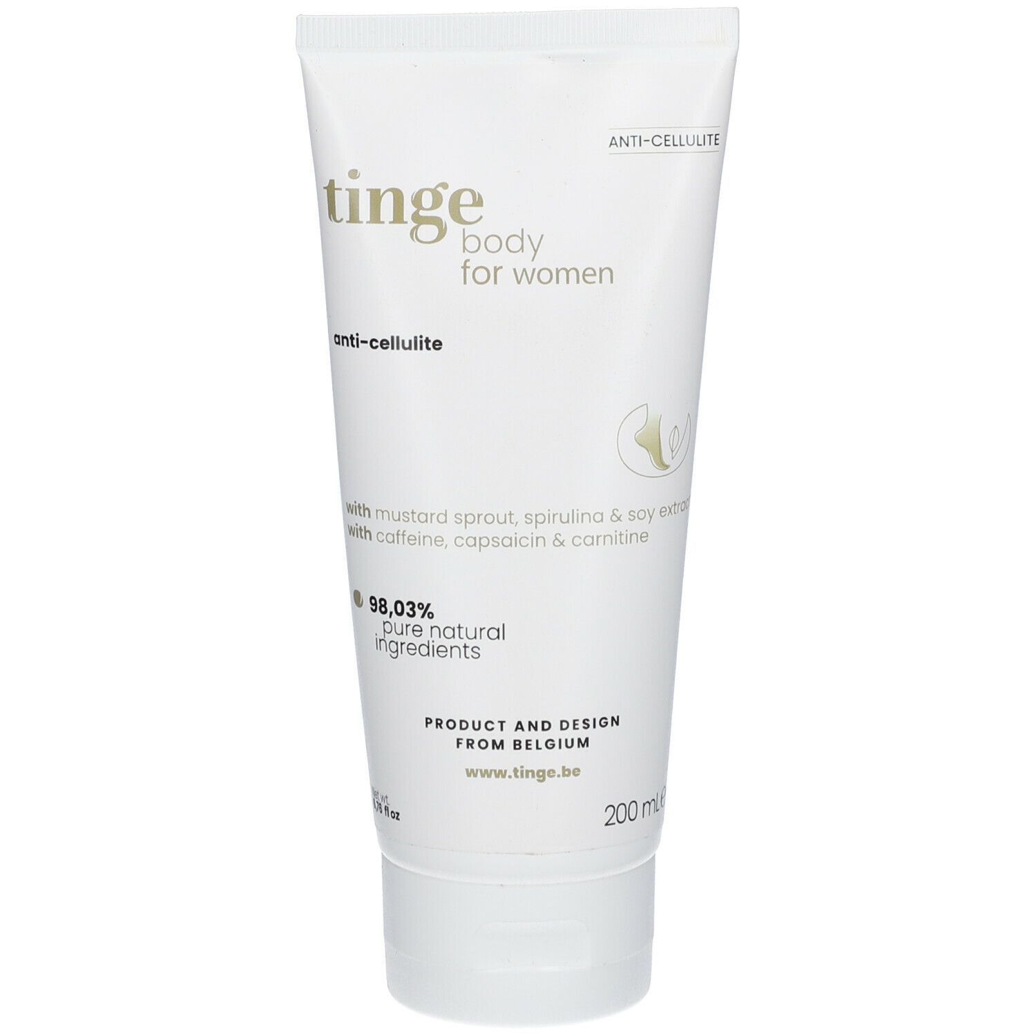 Tinge Anti-Cellulite Crème | Verstevigend Tegen Cellulite Gladdere Huid Met Cafeïne 200