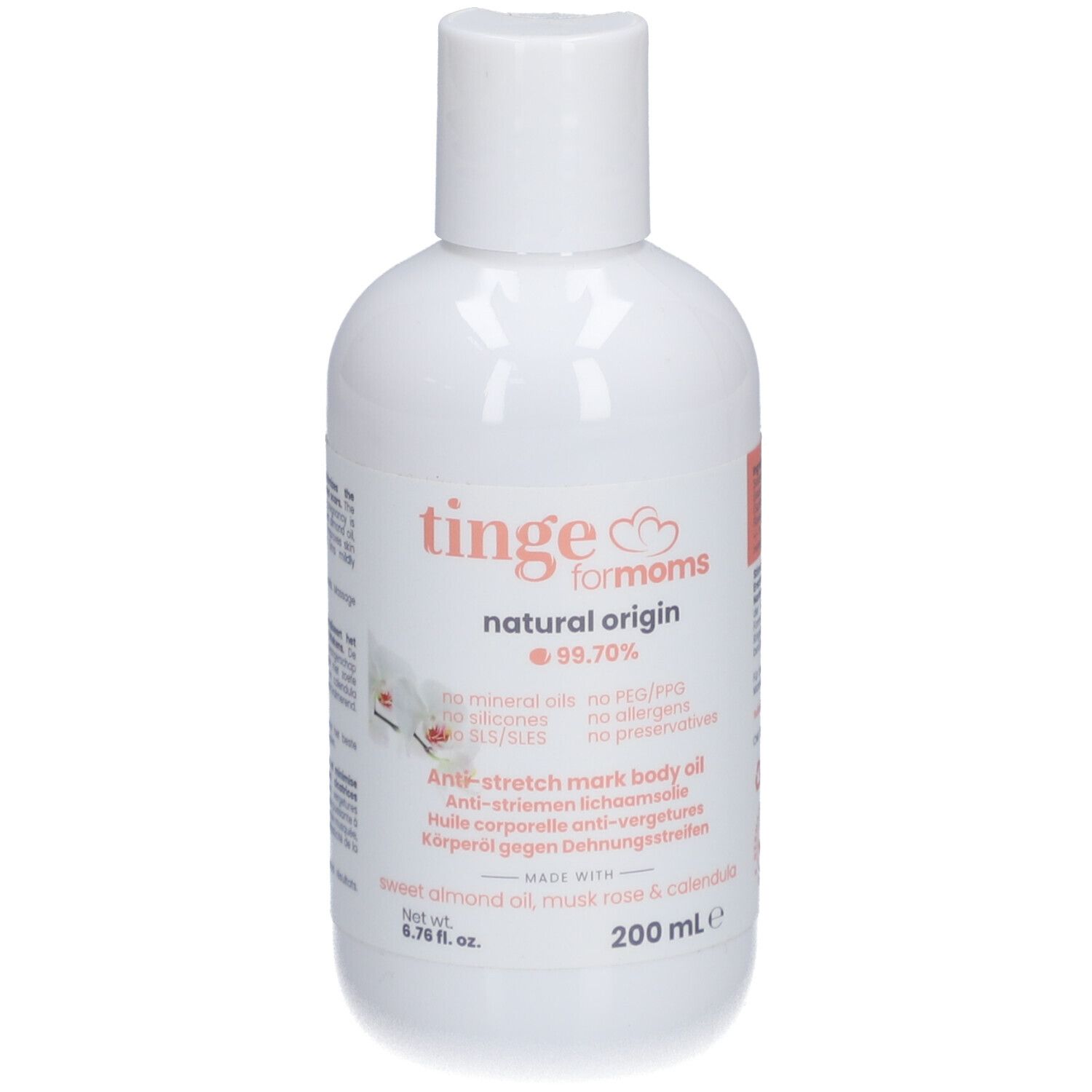 Tinge for Moms Anti-Striemen Olie | Verbetering Elasticiteit Tegen Striemen & Littekens Zwangerschap 200 Etherische olie