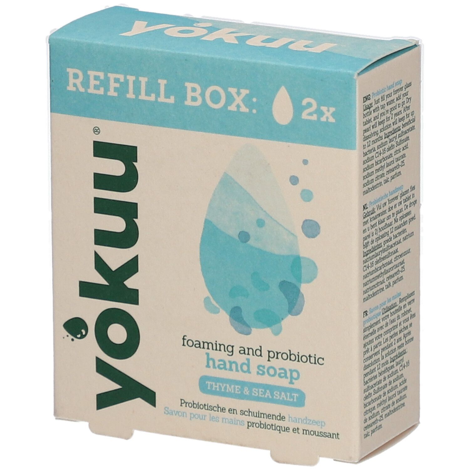 Yokuu Probiotische Handzeep – Tijm en zeezout Refill 2×300 Zeep