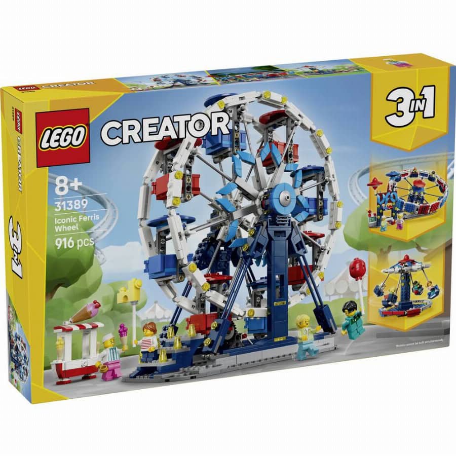 LEGO® CREATOR 31389 Bouwspeelgoed met 3 bouwopties: Reuzenrad, UFO-rijbedrijf of carrousel